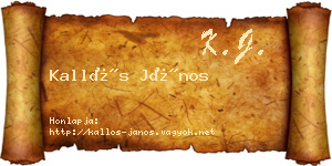 Kallós János névjegykártya